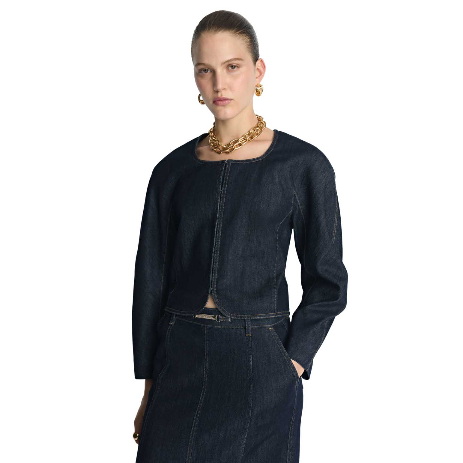 Veronika Maine Denim Cropped Jacket